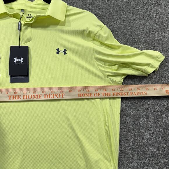 Under Armour Drive Chill Polo Medium Avocado Yellow Iso-Chill UPF 50+ Loose Golf - Picture 6 of 12